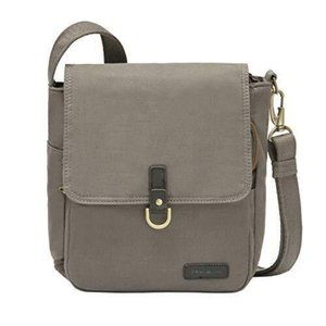 Travelon Anti-Theft RFID Courier Tour Bag Stone Gray Style 33305 - NWT